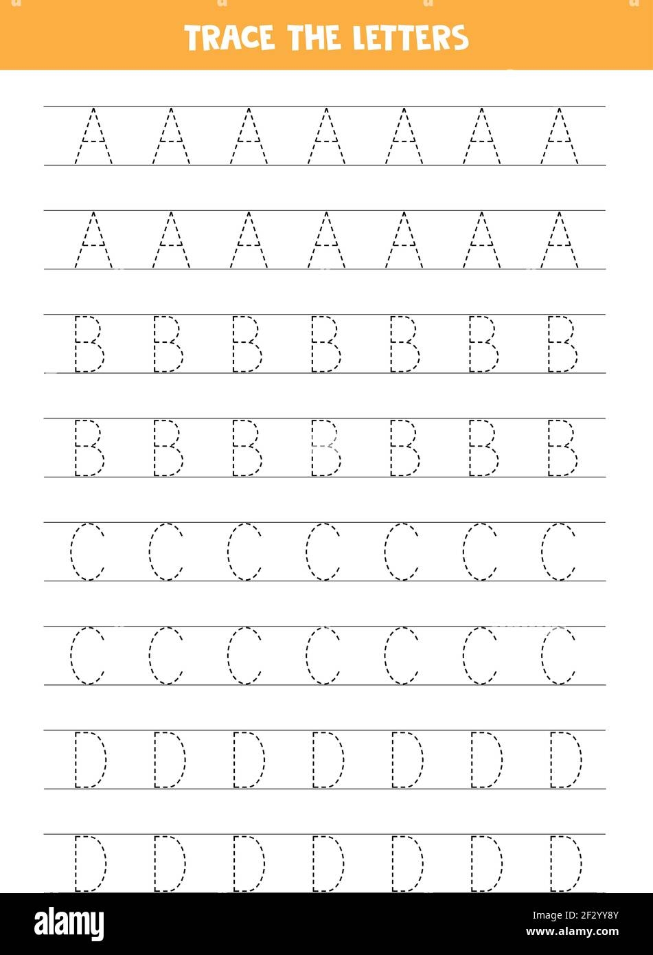Trace Letters Of English Alphabet Handwriting Practice For Preschool Kids Stock Vector Image U0026 Art Alamy