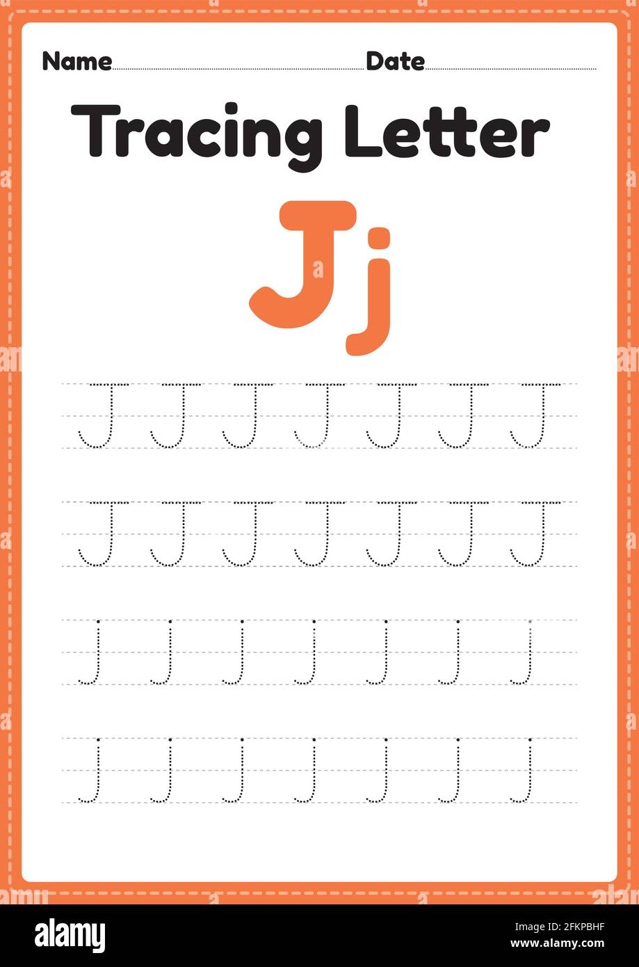 Tracing Letter J Alphabet Worksheet For Kindergarten And Preschool Kids For Handwriting Practice And Educational Activities In A Printable Page Illust Stock Vector Image U0026 Art Alamy