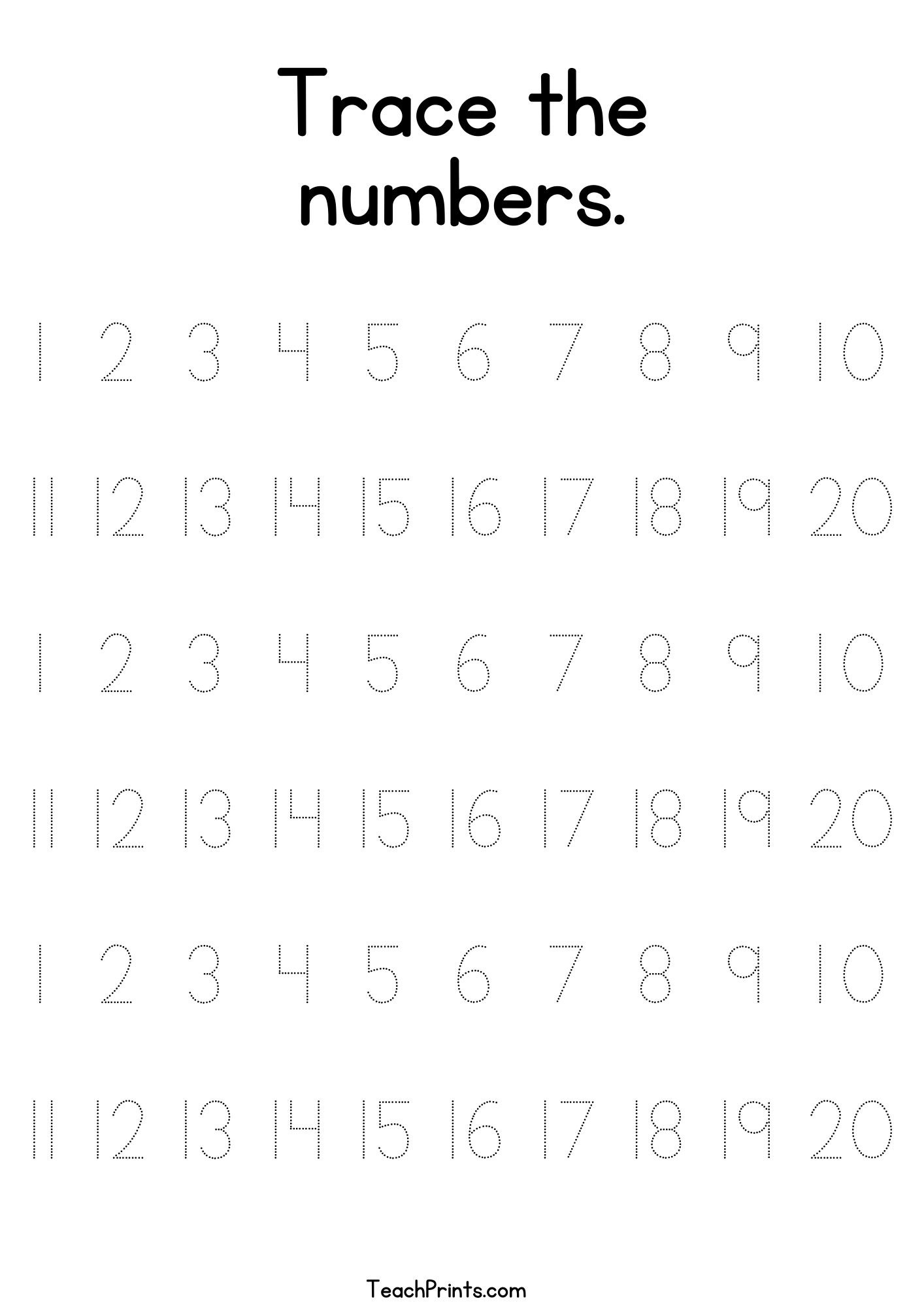 Numbers 1 20 Printable Worksheets Preschool