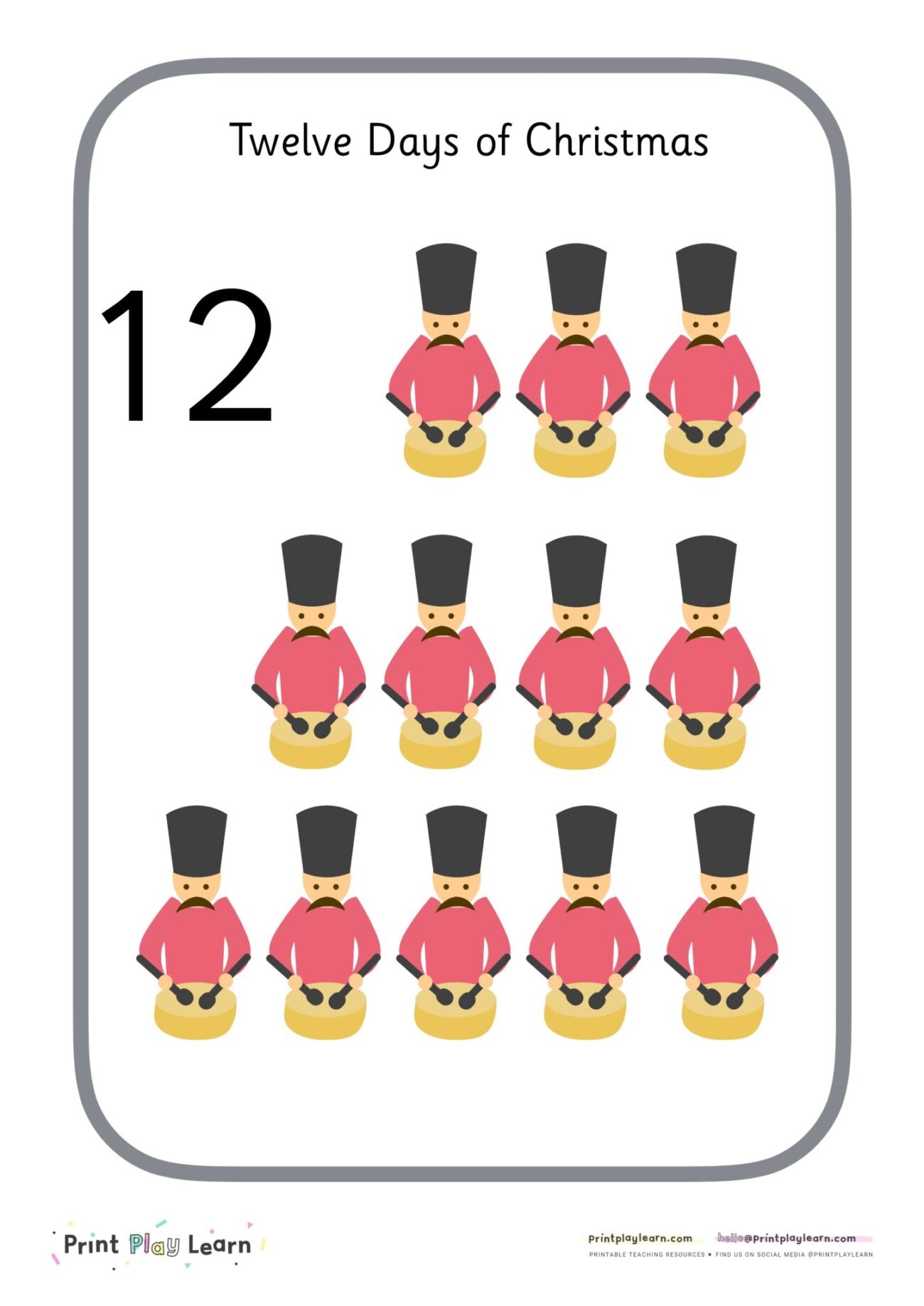 Twelve Days Of Christmas Number Posters 1 12 Printable Teaching Resources Print Play Learn