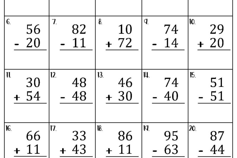 Free Printable Subtraction Worksheets Without Regrouping