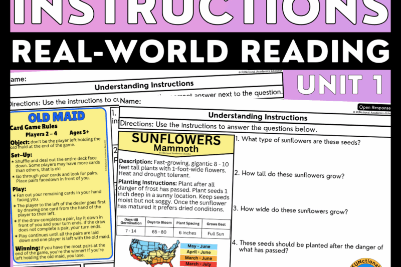 Real World Reading Comprehension Worksheets
