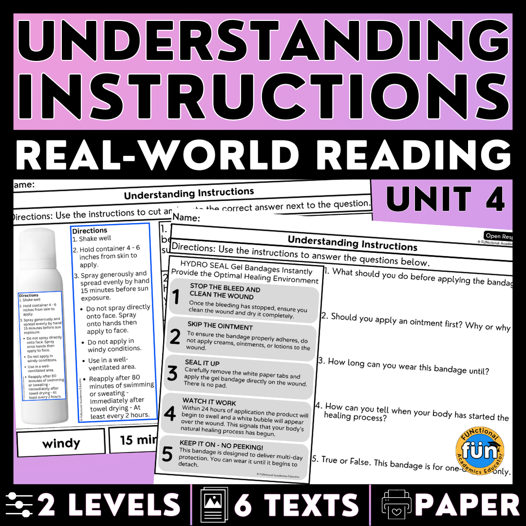 Understanding Instructions 4 Real World Reading U0026 Comprehension Worksheets Classful