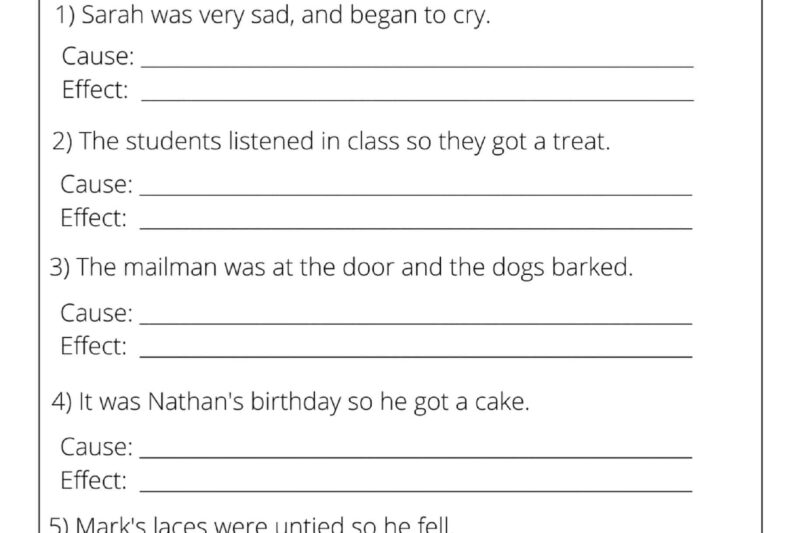 Cause And Effect Worksheet Free Printable