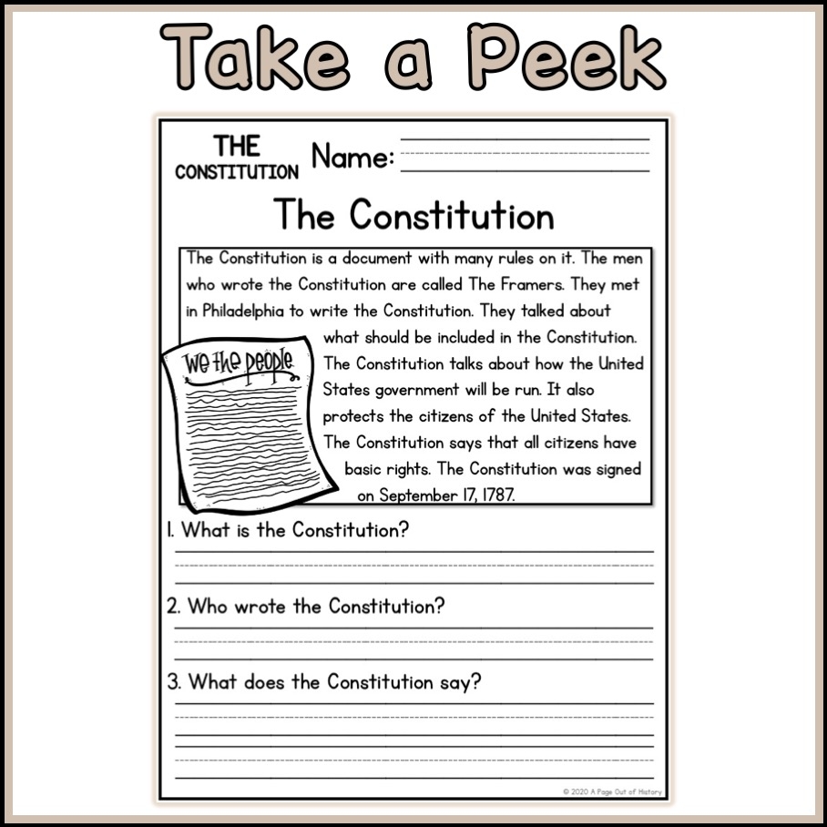 Constitutional Convention Reading Comprehension Worksheets Constitutional Convention Reading Comprehension Worksheets