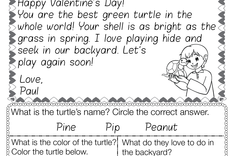Valentine Day Reading Comprehension Worksheets Free