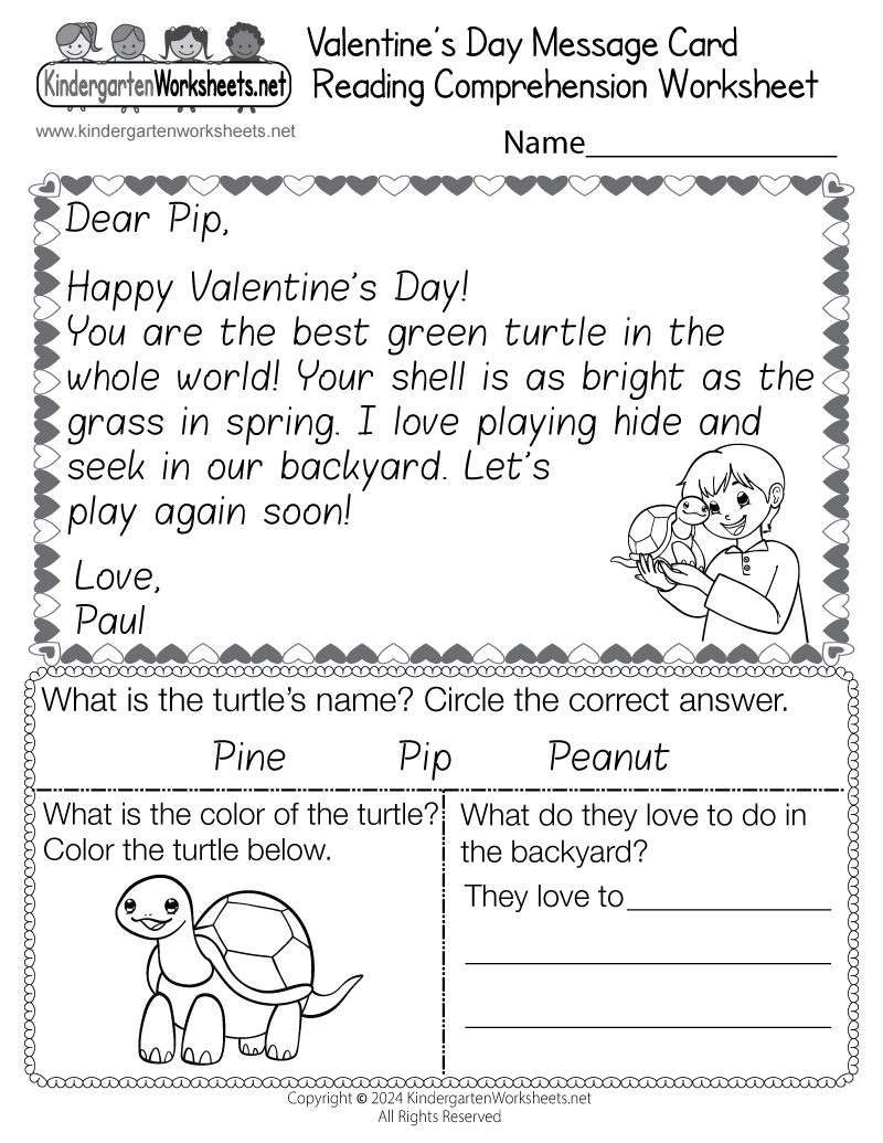 Valentine s Day Reading Comprehension Worksheet Free Printable Digital U0026 PDF