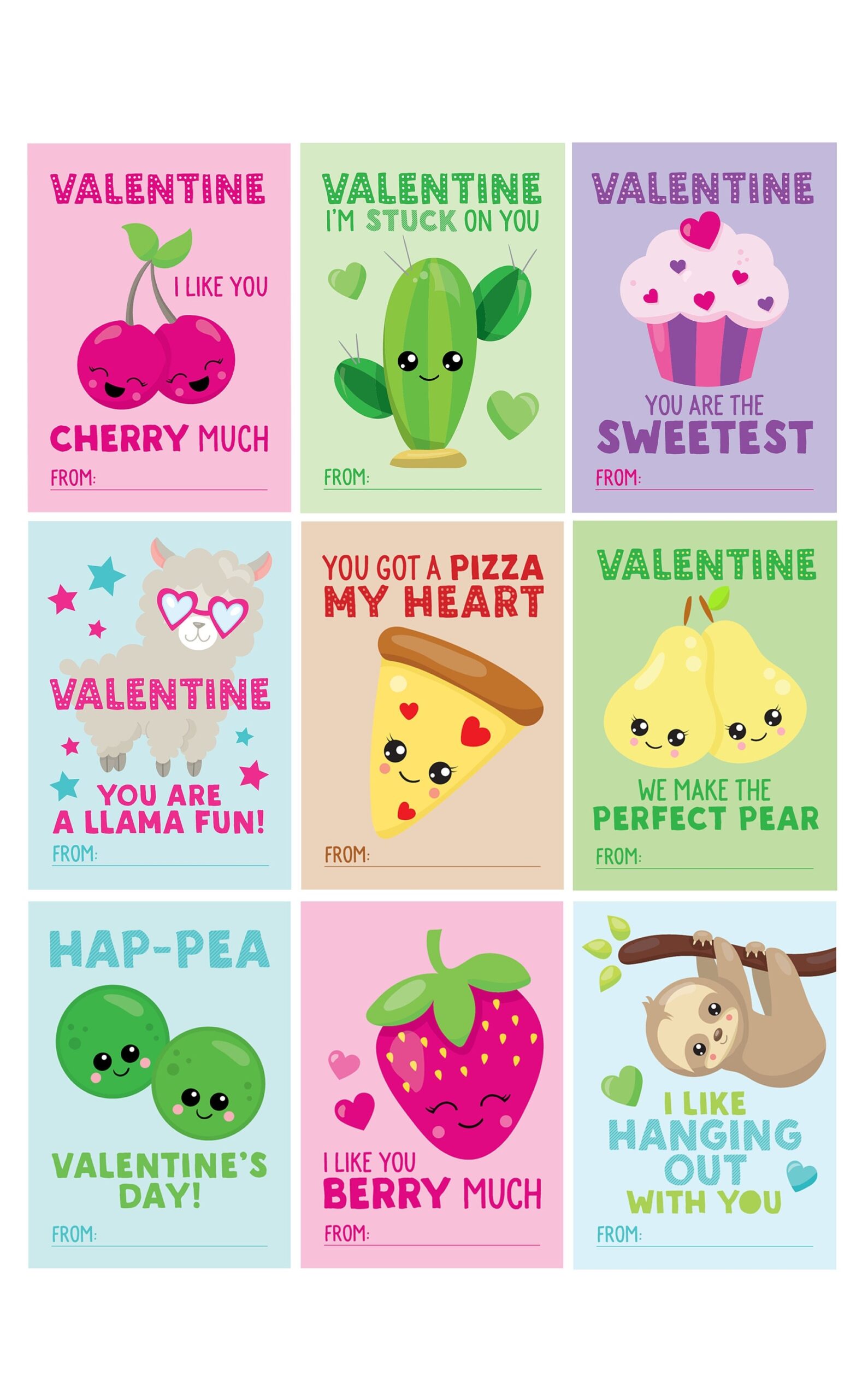 Valentines Day Cards For Kids Printable Instant Download 