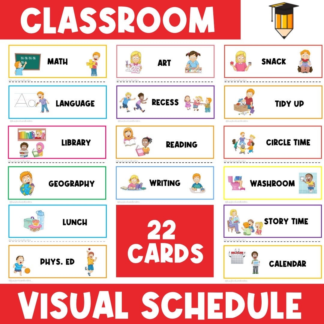 Visual Schedule Classroom Schedule Kids Printable Schedule Daily Routine Chart Homeschool Daycare Classroom Printables Teacher Etsy Norway Worksheets Library