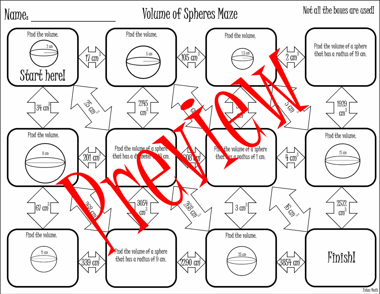 Volume Of Spheres Maze TEK 8 7A Made By Teachers
