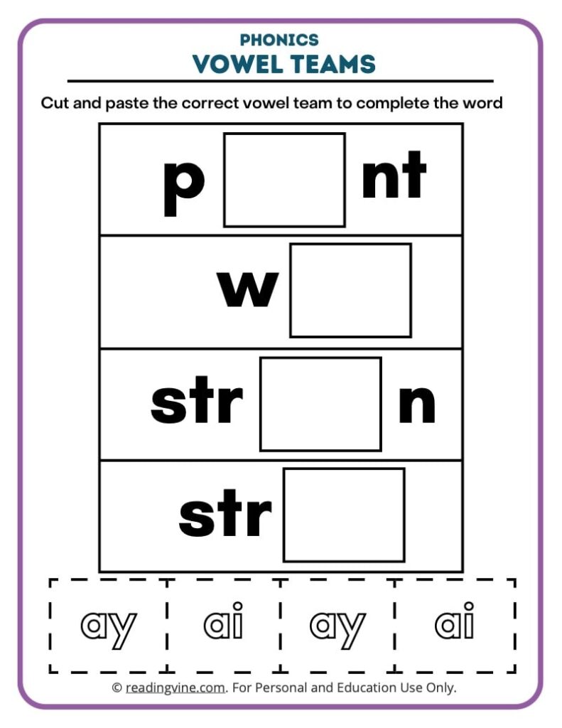 Free Printable Vowel Combination Worksheets - Worksheets Template Free