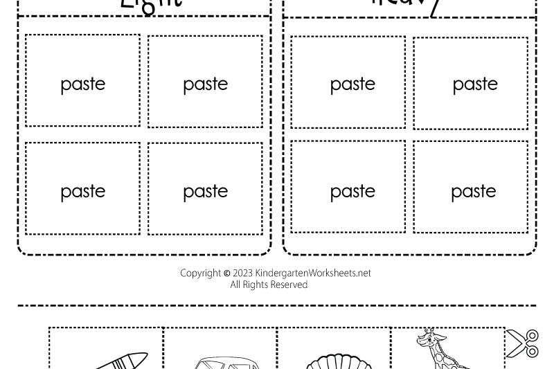 Free Kindergarten Worksheets On Weight