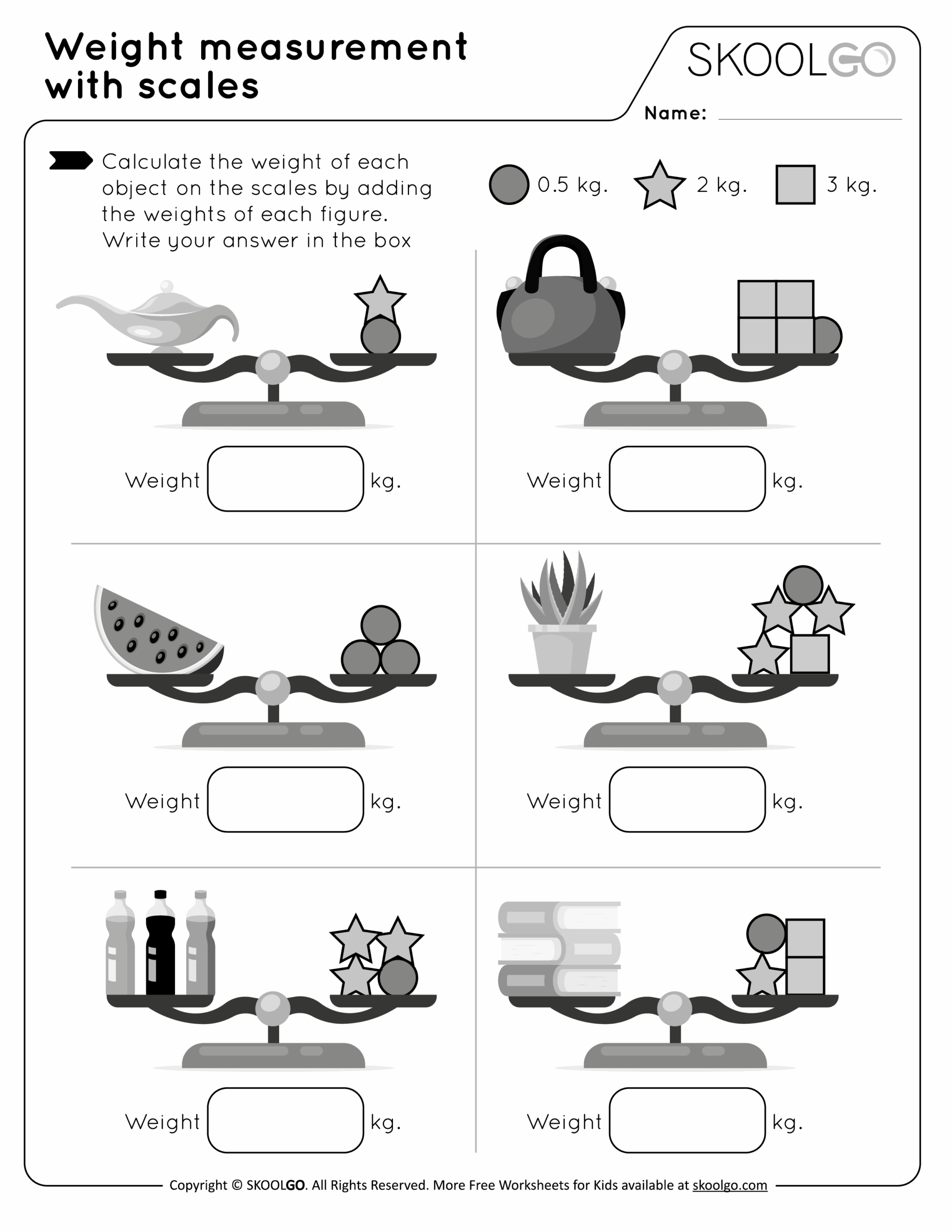 Weight Measurement With Scales Free Worksheet For Kids By SKOOLGO Worksheets Library