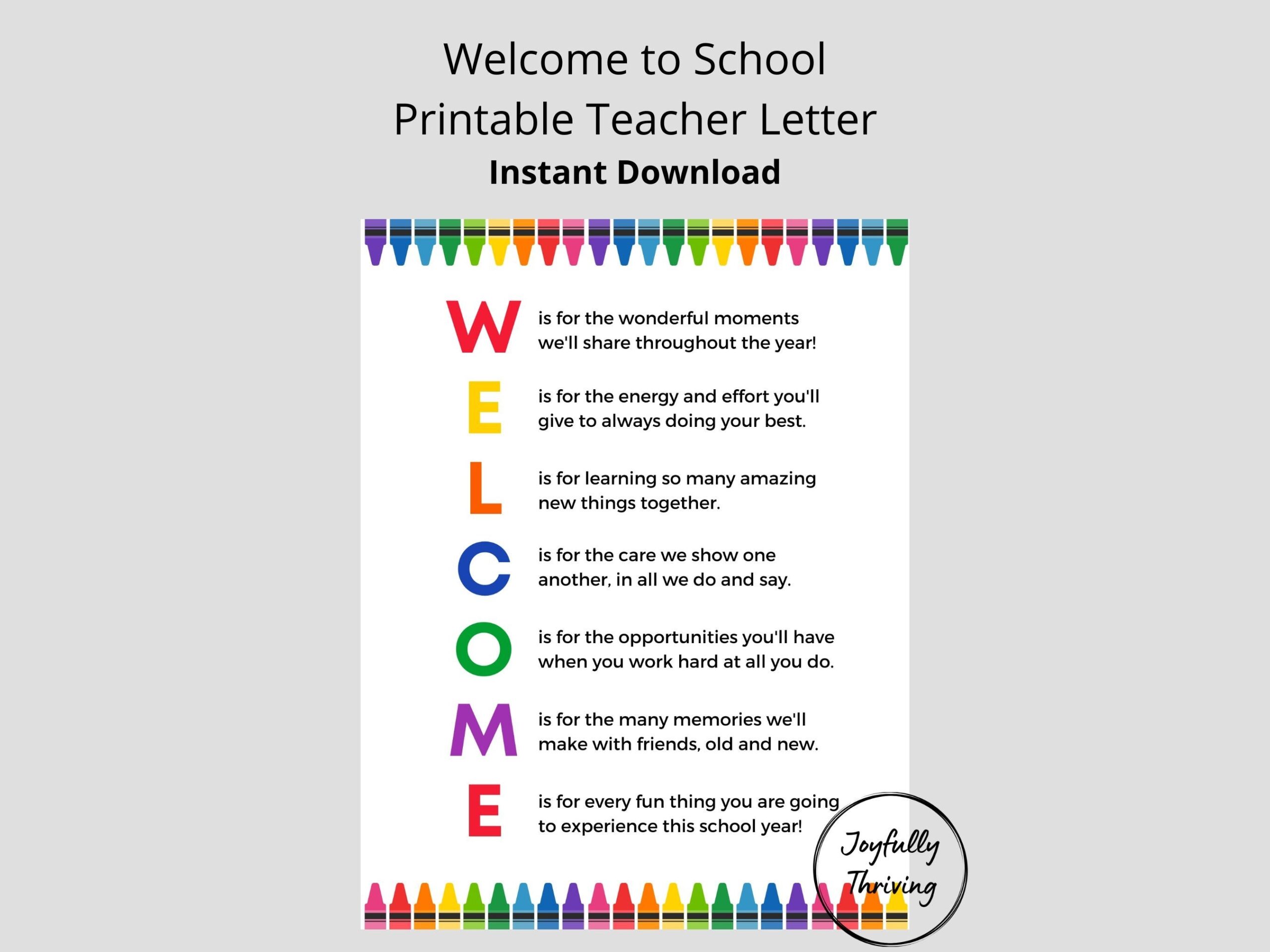Welcome Letter For Kindergarten Etsy