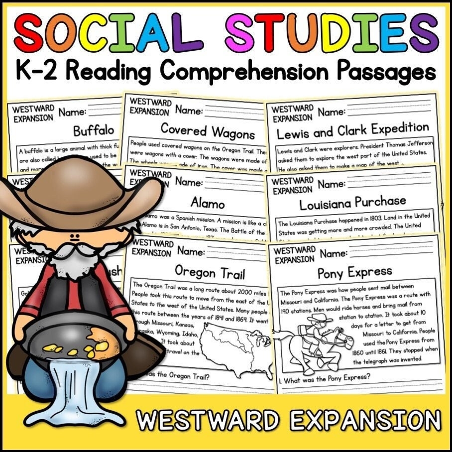 Westward Expansion Reading Comprehension Passages K 2 