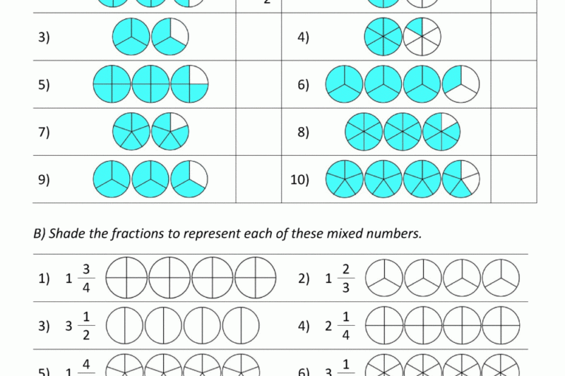 Free Printable Mixed Fraction Worksheets