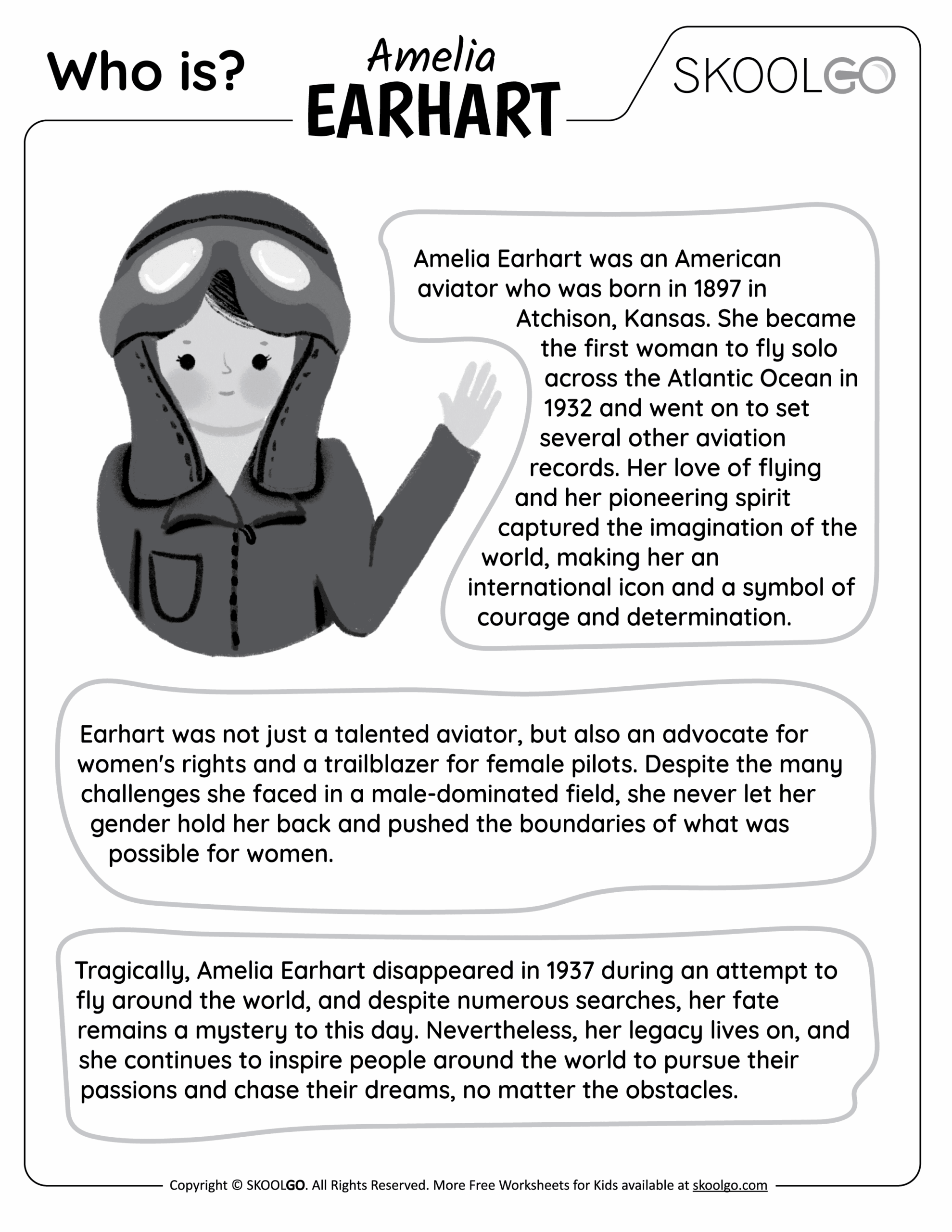 Who Is Amelia Earhart Free Worksheet For Kids SKOOLGO Who Is Amelia Earhart Free Worksheet For Kids SKOOLGO