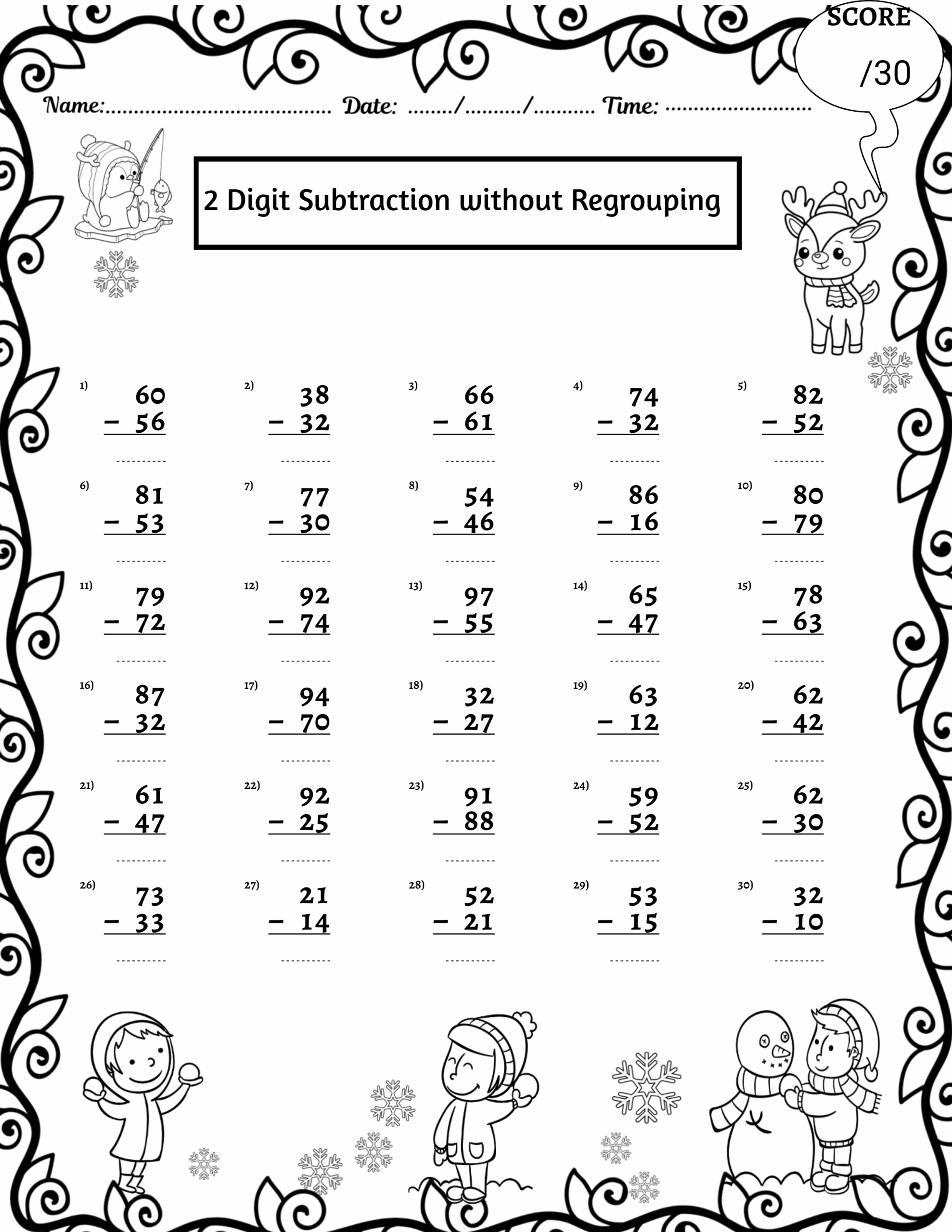Free Printable Subtraction Worksheets Without Regrouping Free Printable Subtraction Worksheets Without Regrouping