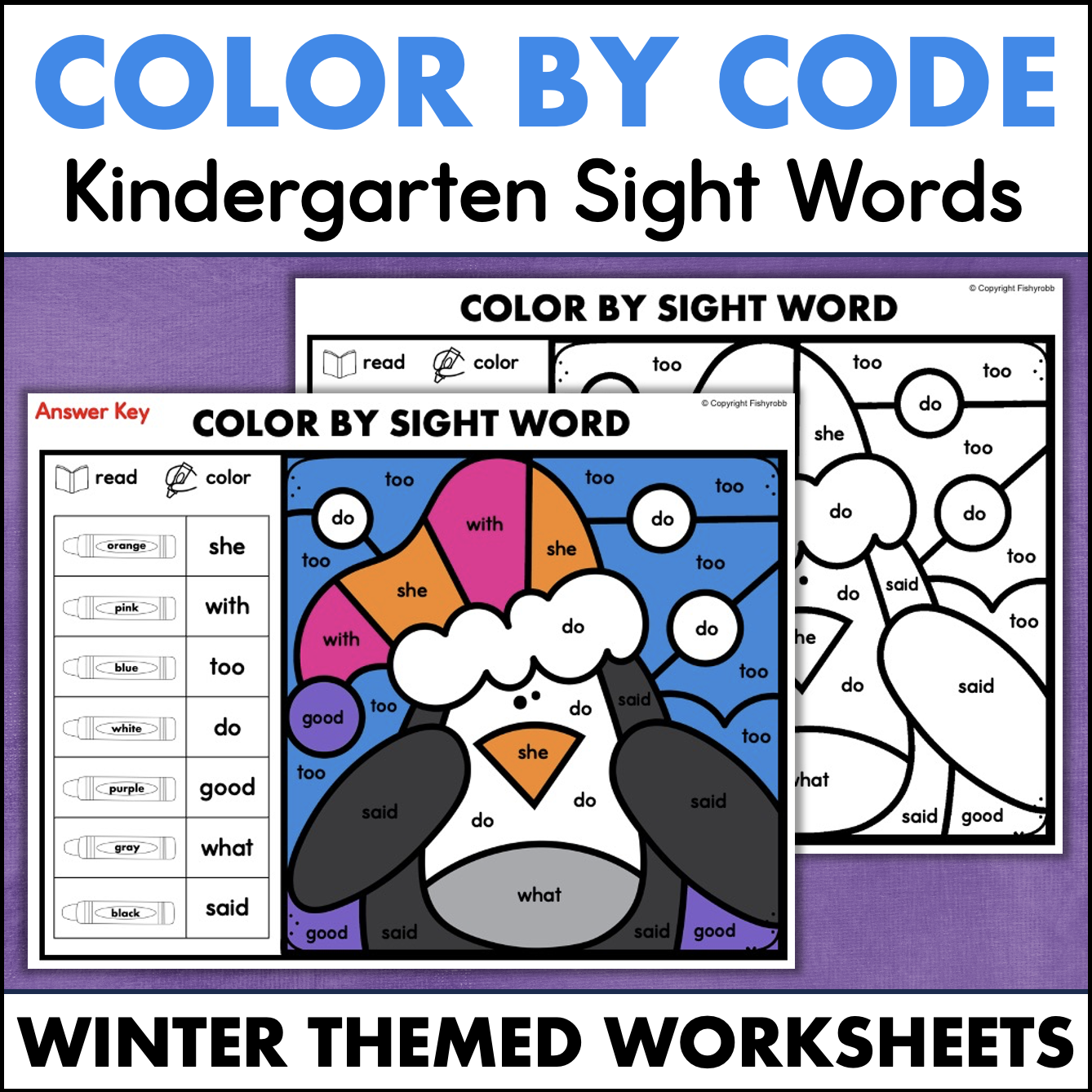 Winter Color By Sight Word Worksheets Kindergarten High Frequency Winter Color By Sight Word Worksheets Kindergarten High Frequency