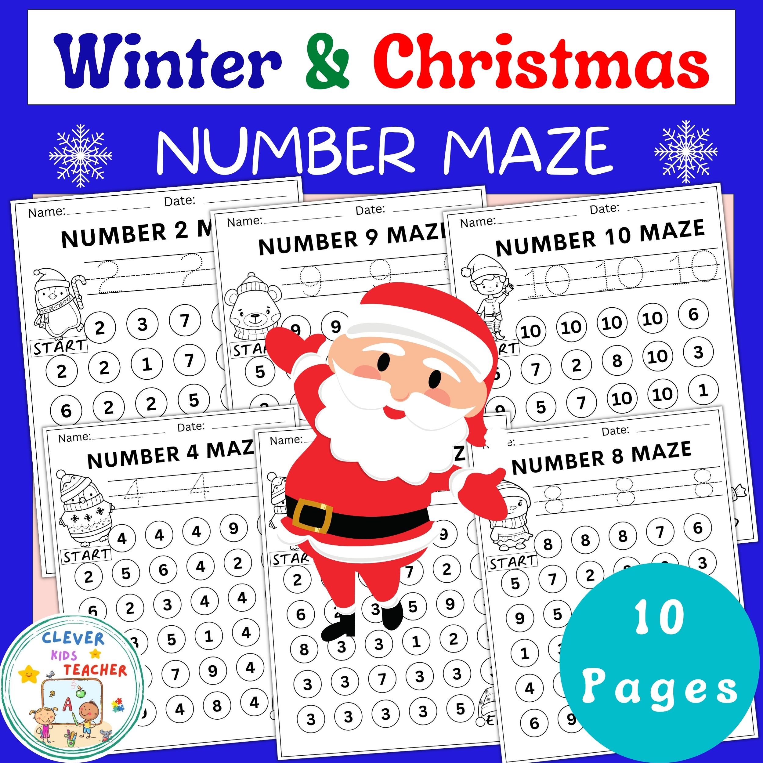Winter Themed Number Mazes Worksheets Christmas Numbers Winter Themed Number Mazes Worksheets Christmas Numbers