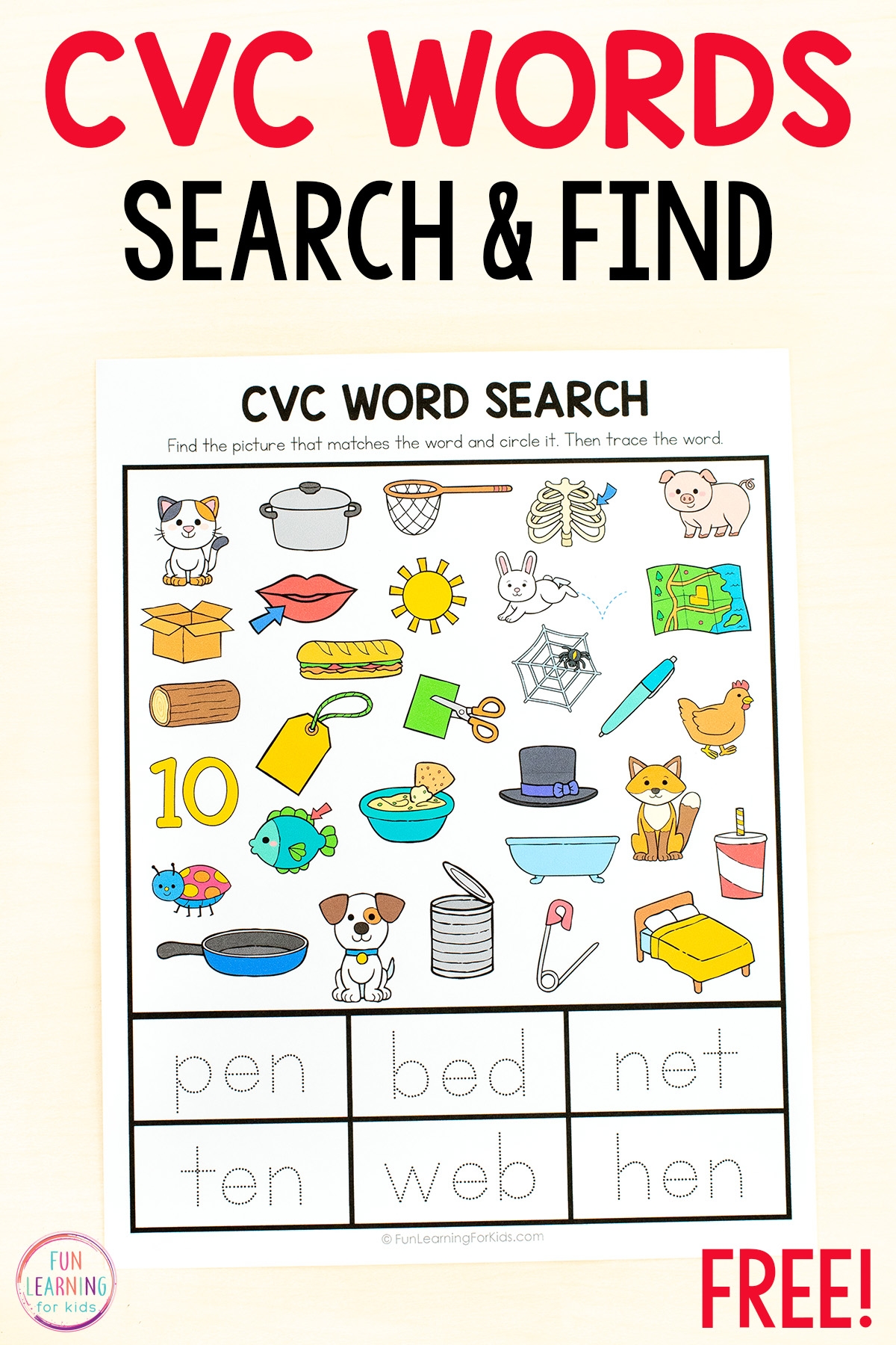 Cvc Worksheet Kindergarten Free