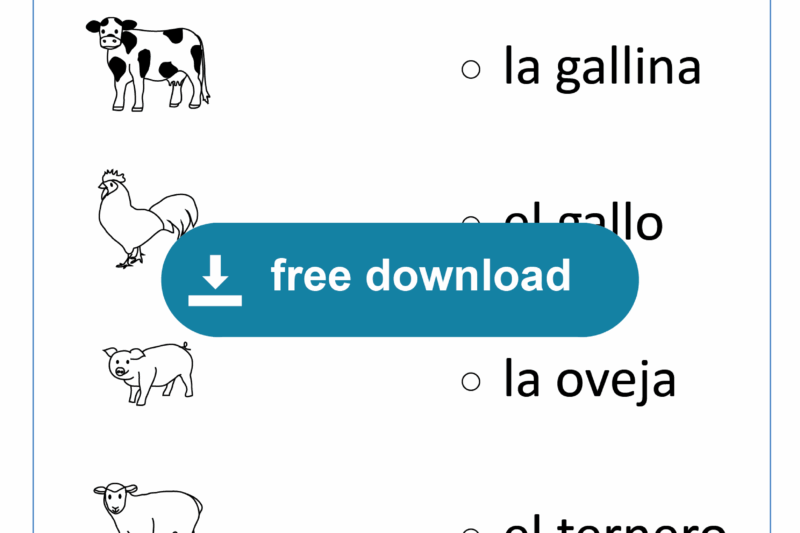 Spanish Farm Preschool Printables