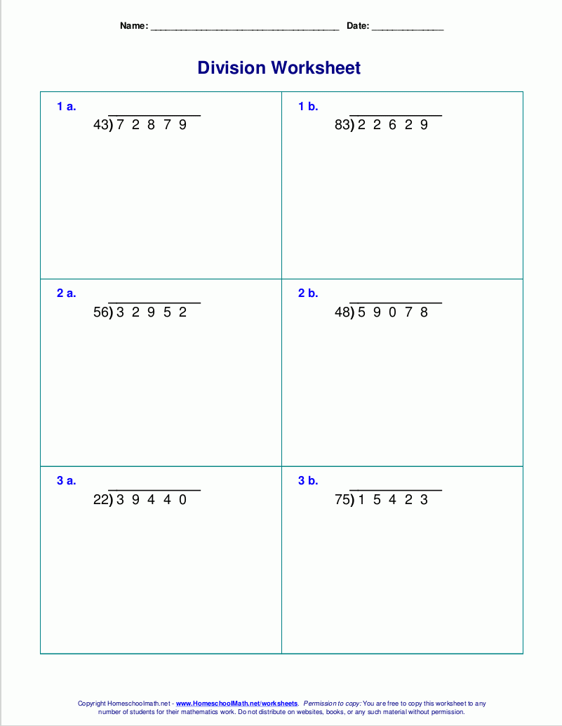 Free Printable Division Worksheets With Remainders