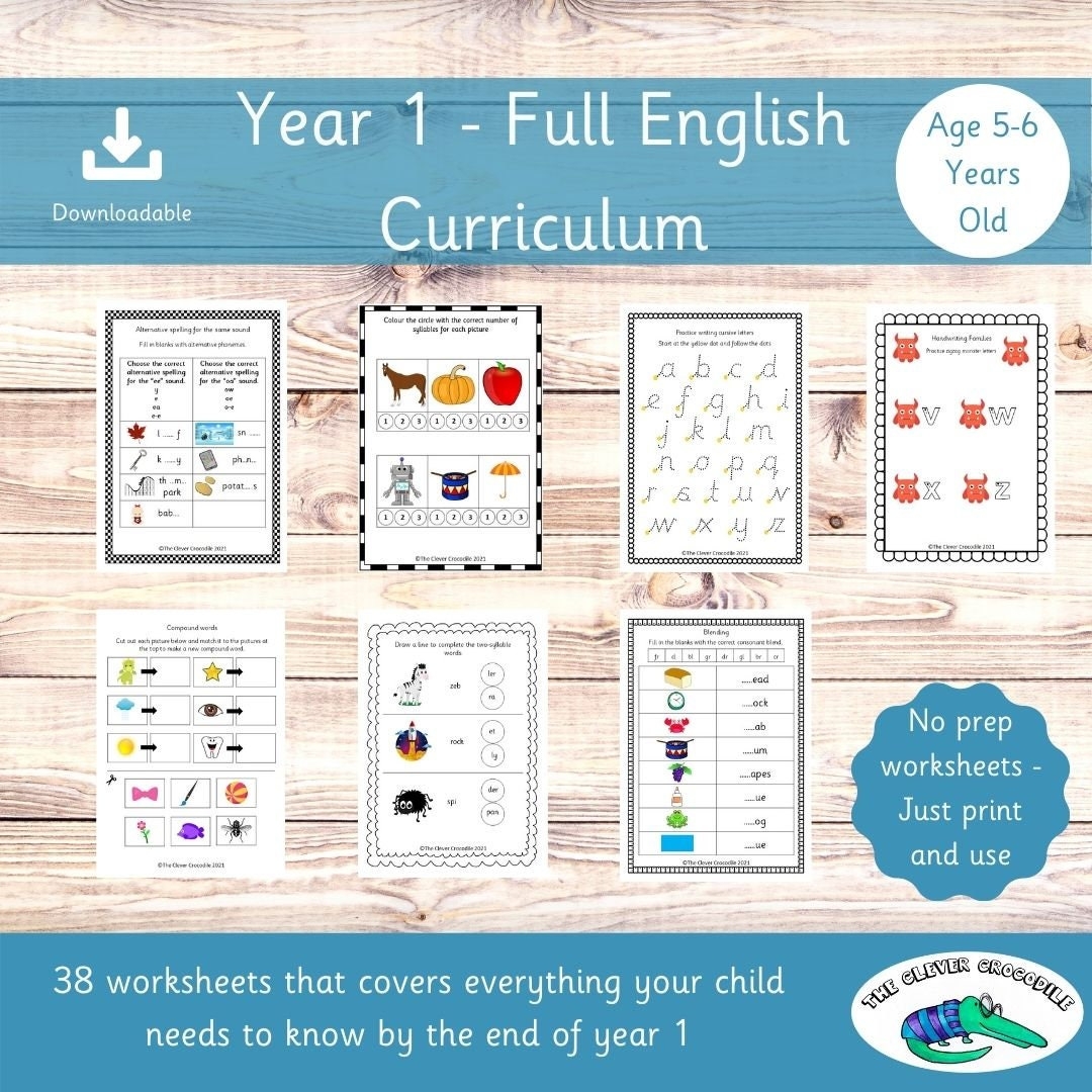 Year 1 Full English Curriculum Printable Worksheets Key Stage 1 English Year 1 School School Worksheets Year 1 Learning Etsy Australia