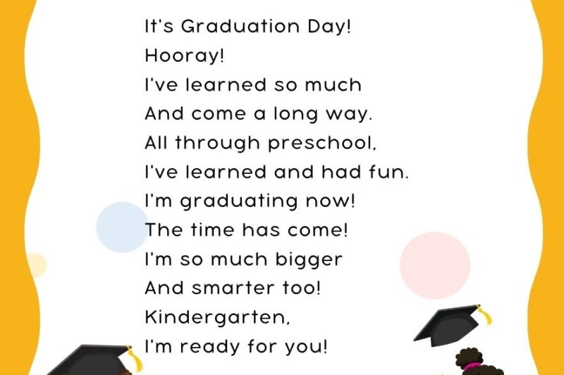 Poem For Preschool Graduation Free Printables