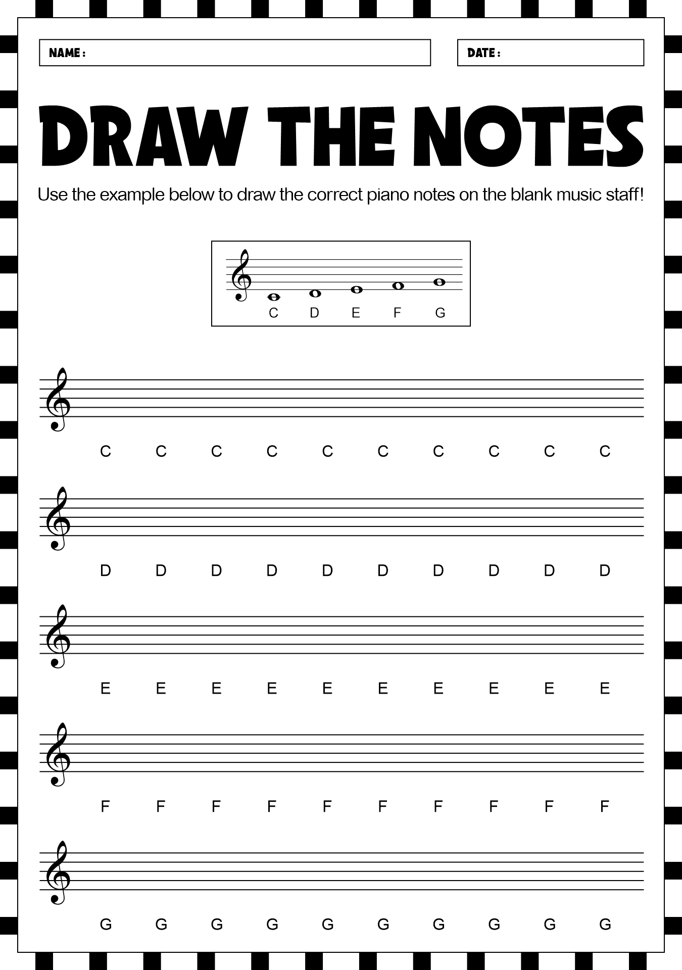 11 Piano Notes Worksheets Free PDF At Worksheeto
