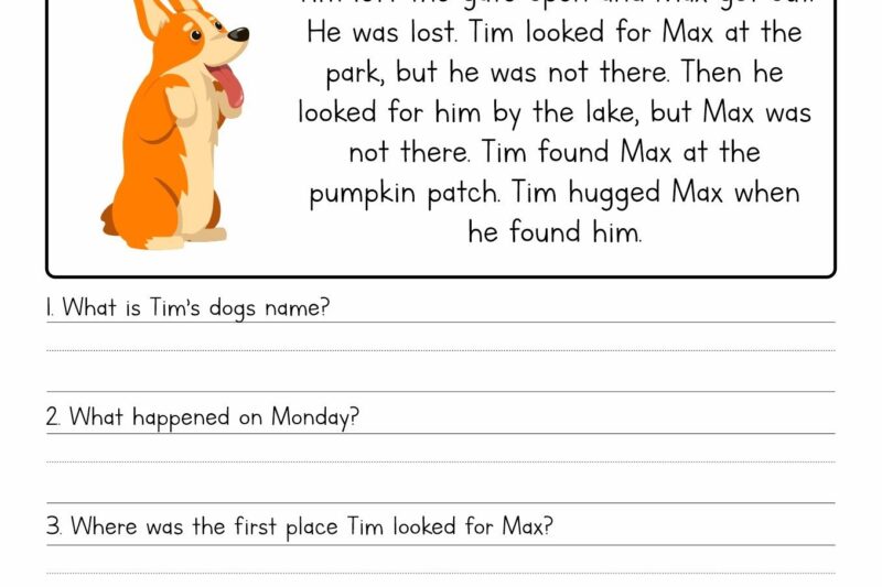 Worksheet Short Story Reading Comprehension