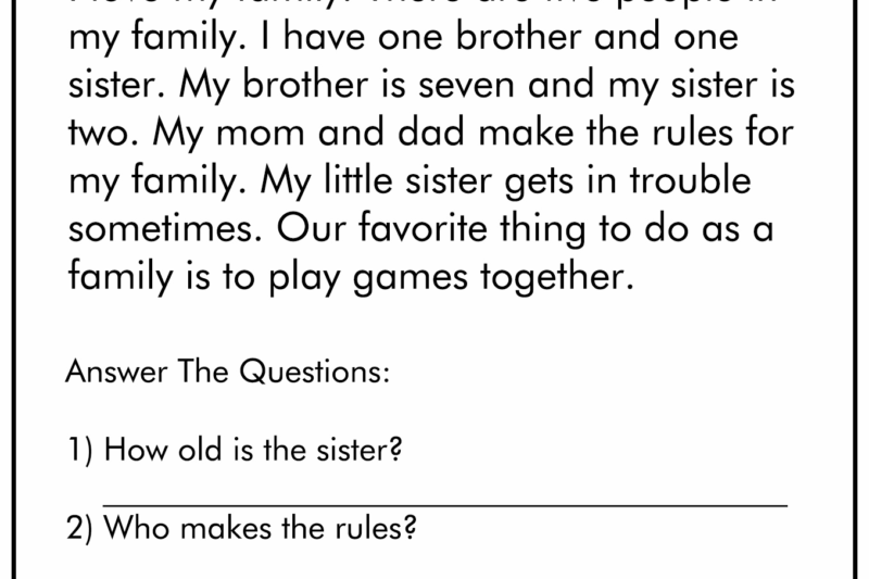 Grade 1 Reading Comprehension Worksheets Printable