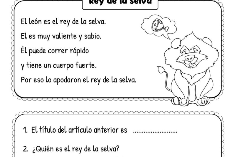 Reading Comprehension Spanish Free Worksheets