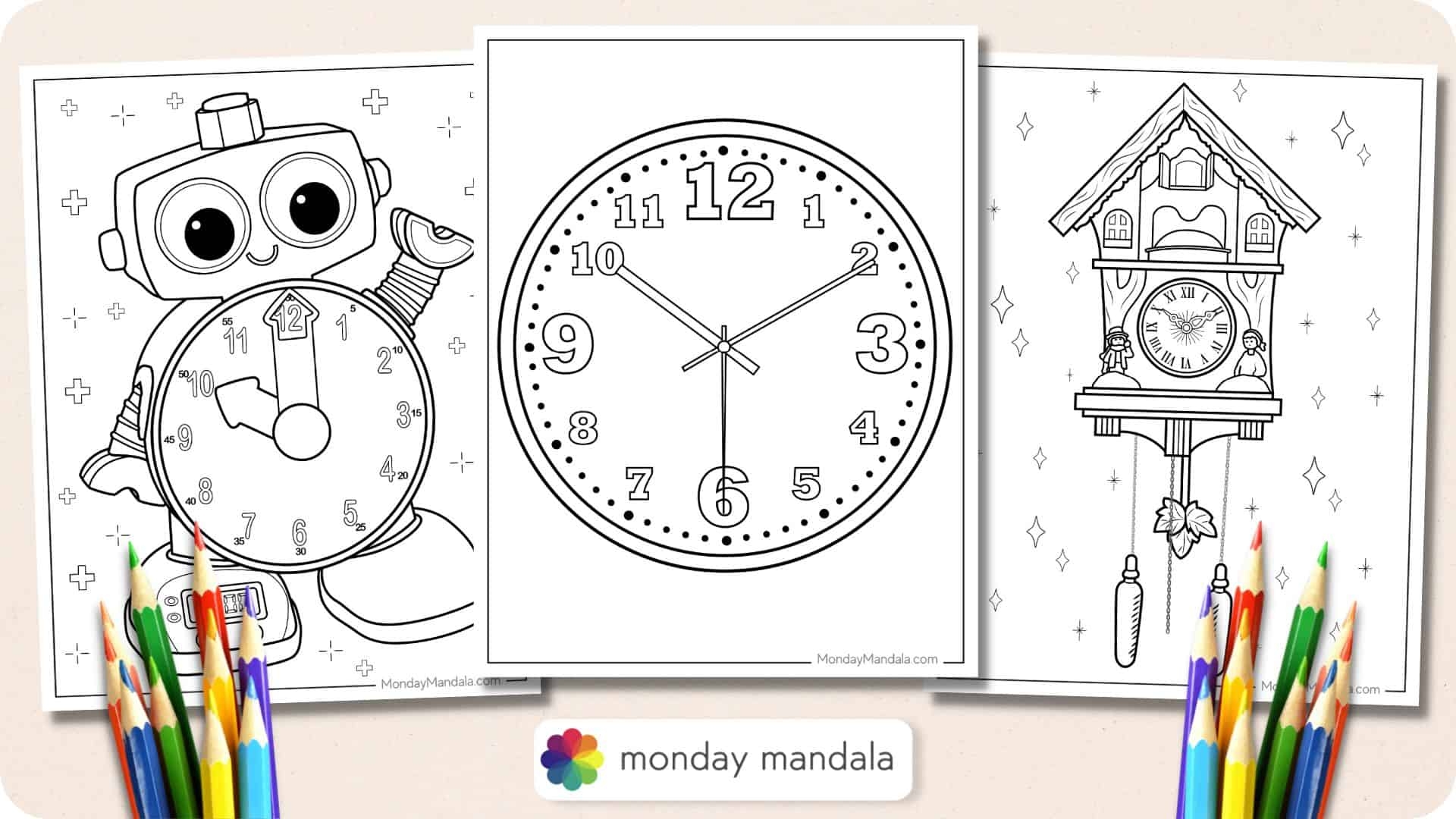 20 Clock Coloring Pages Free PDF Printables 