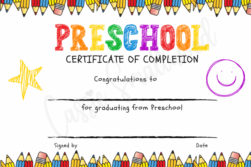 Printable Graduation Certificates For Preschool