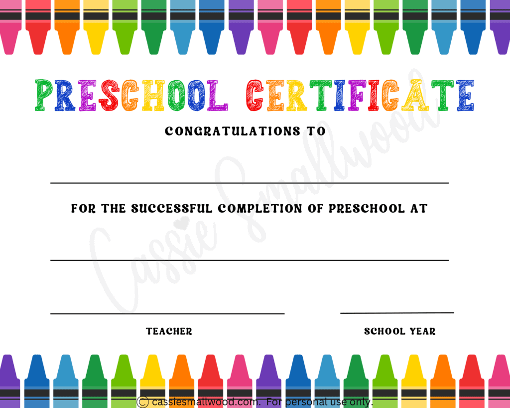 20 Preschool And Kindergarten Graduation Certificates FREE PRINTABLE Cassie Smallwood