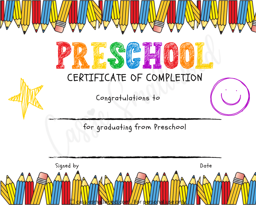 20 Preschool And Kindergarten Graduation Certificates FREE Worksheets Library