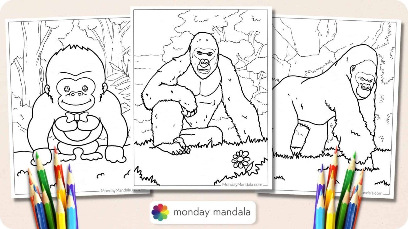24 Gorilla Coloring Pages Free PDF Printables