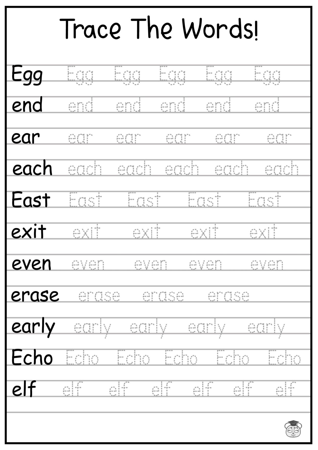 24 Printable Trace The Words Worksheet Alphabetical A Z Capital