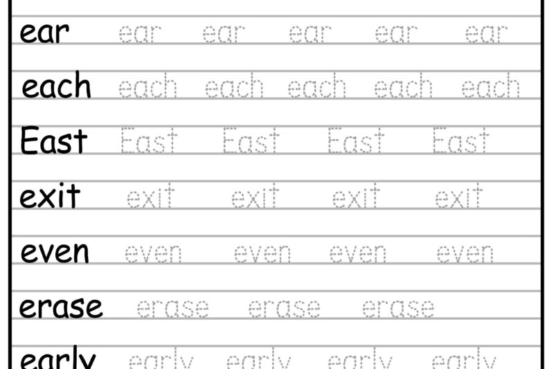Printable Tracing Words For Preschoolers