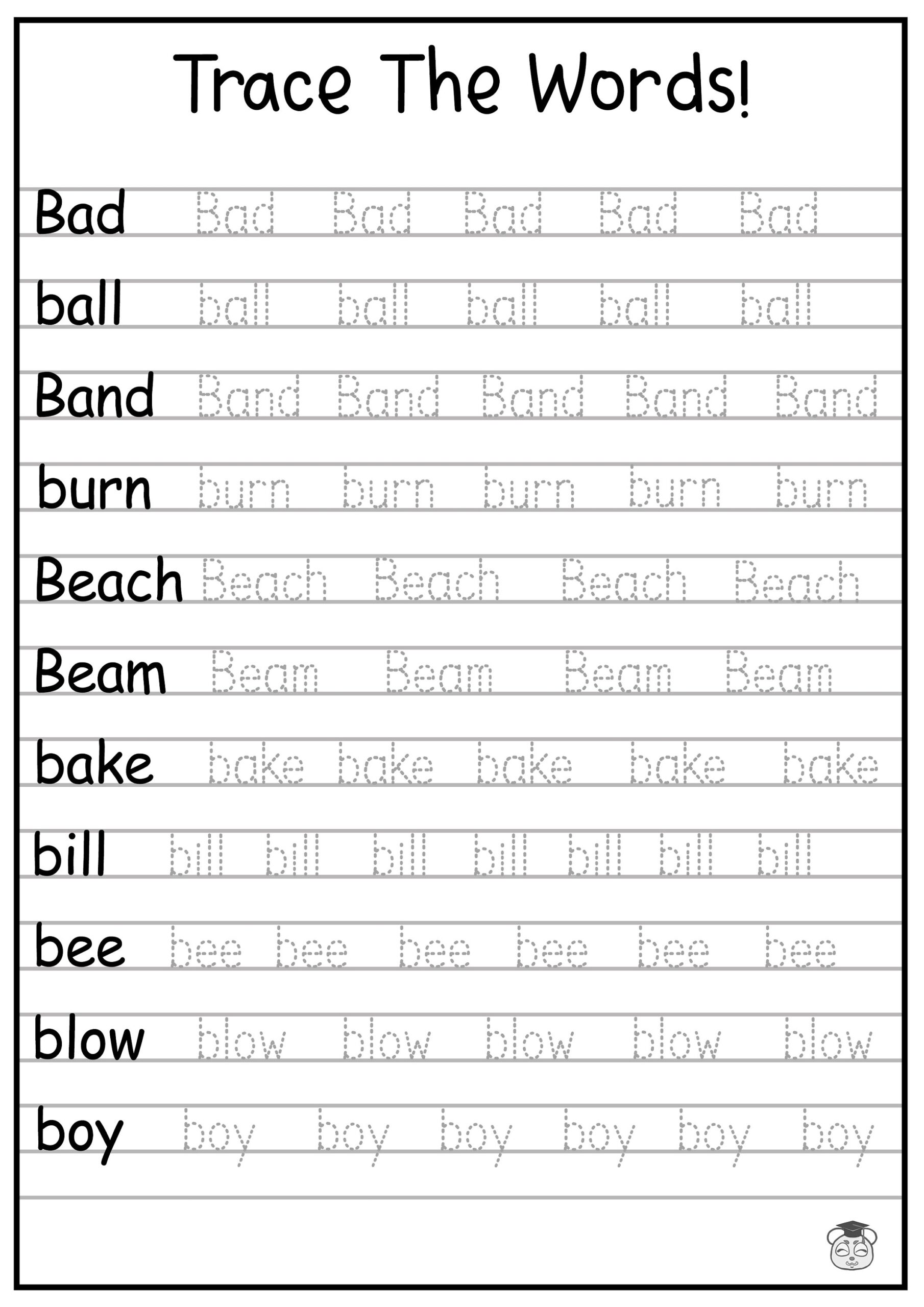 24 Printable Trace The Words Worksheet Alphabetical A Z Capital 