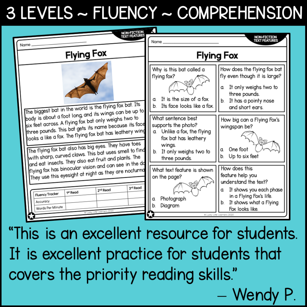 2nd Grade Reading Comprehension Passages Nonfiction Text Features Lucky Little Learners