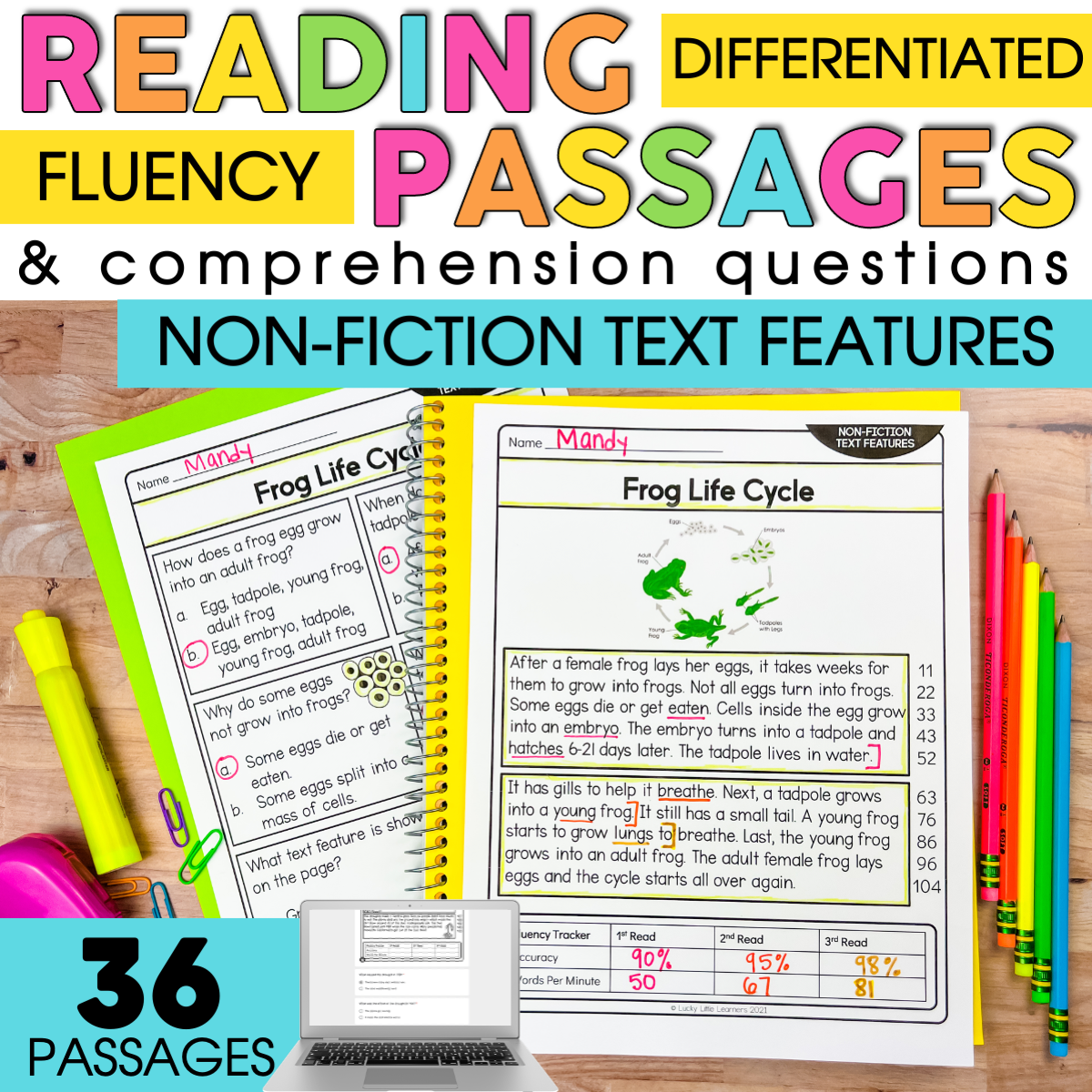 2nd Grade Reading Comprehension Passages Nonfiction Text Features Lucky Little Learners
