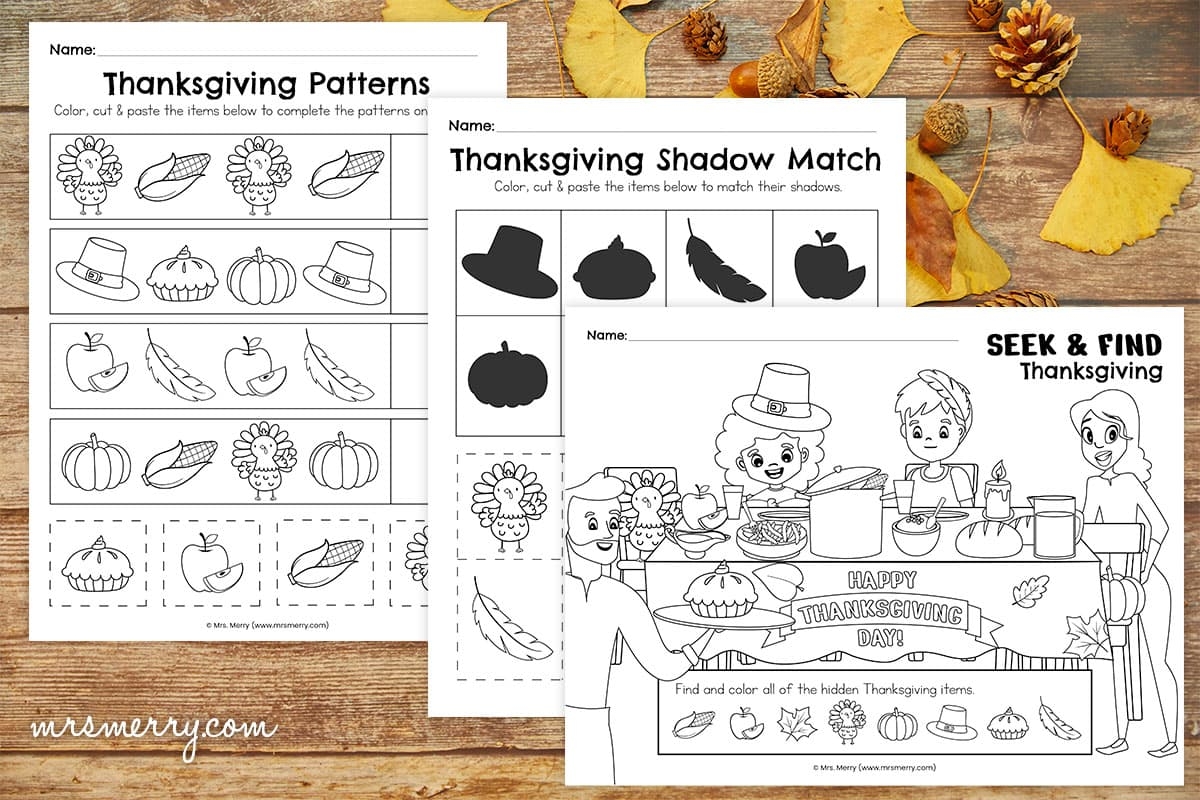 Preschool Printables Thanksgiving