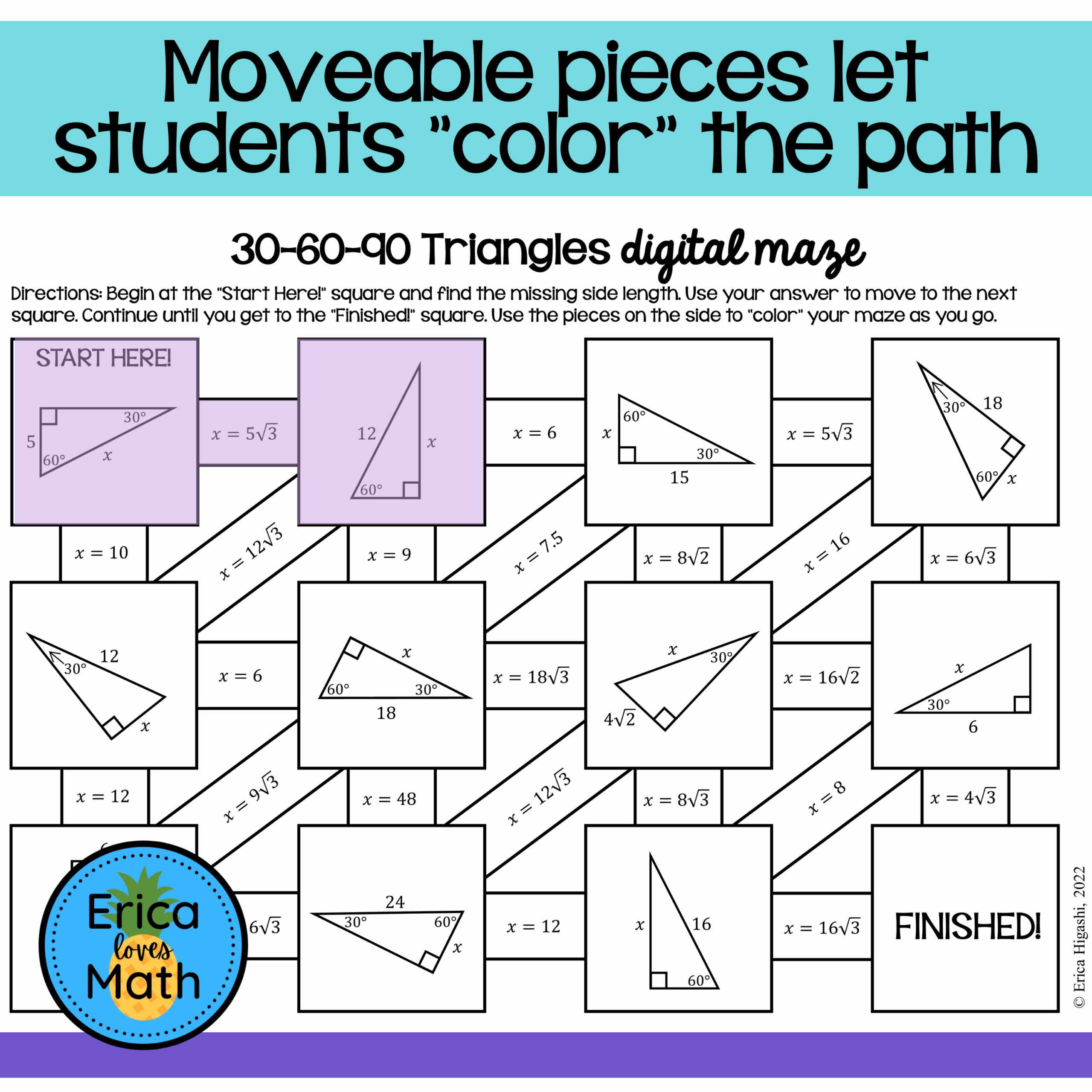 Special Right Triangles Worksheet Maze Miliken Publishing Worksheet
