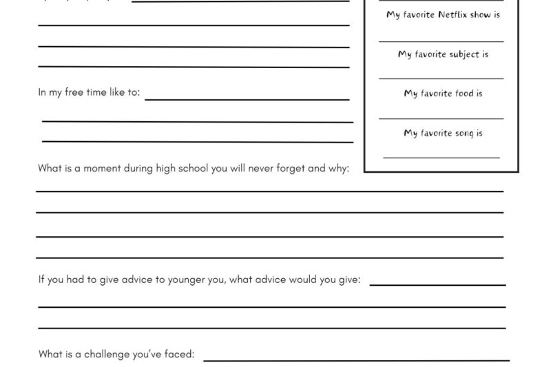 High School Free Printable Worksheet
