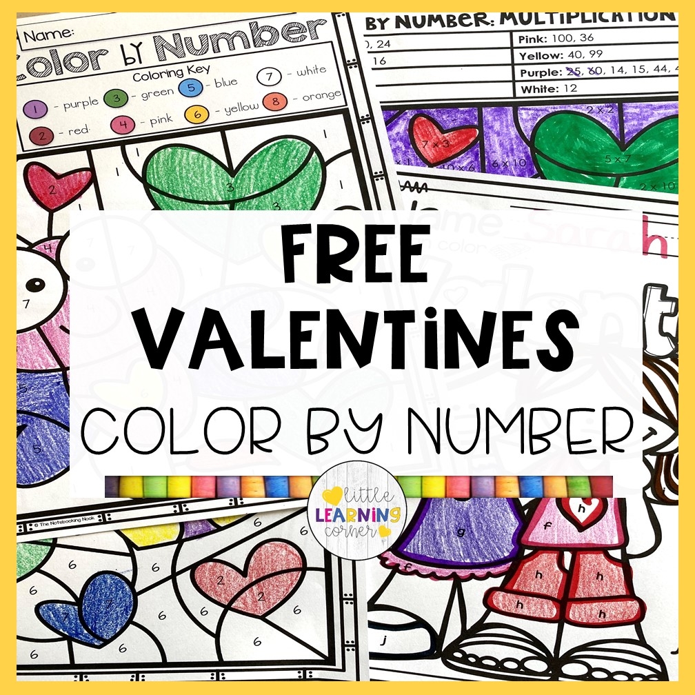 Valentine's Day Math Coloring Worksheets