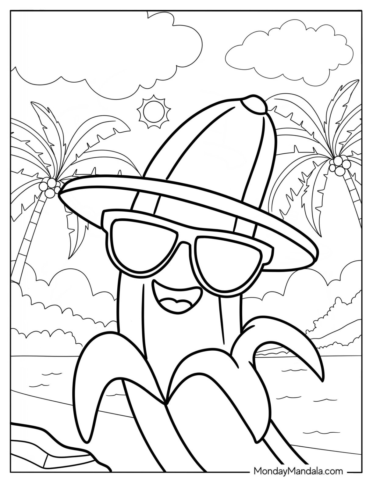 Printable Banana Coloring Pages For Preschoolers