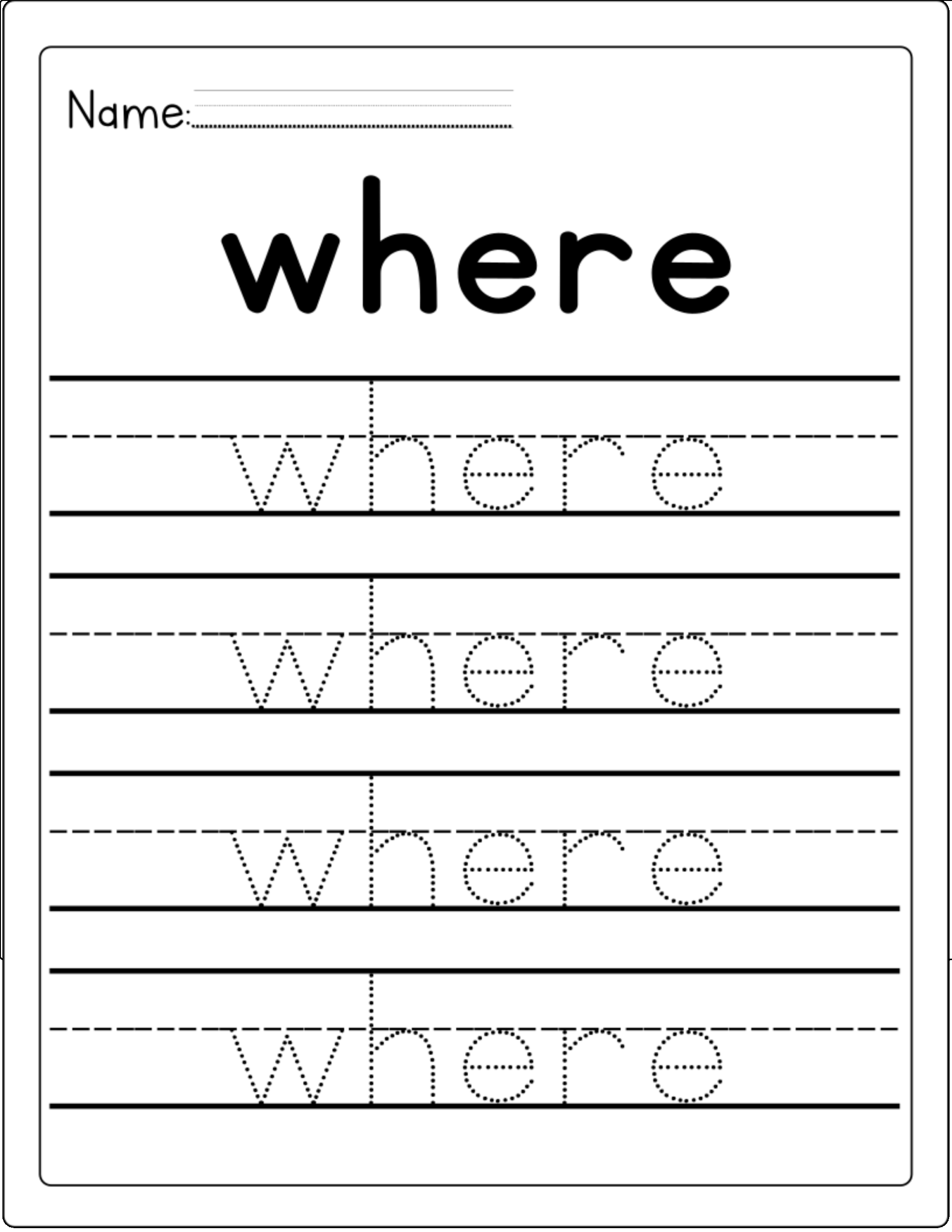 Trace Words Worksheets For Kindergarten