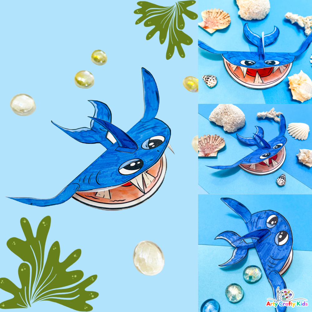 3D Printable Shark Craft Arty Crafty Kids 3D Printable Shark Craft Arty Crafty Kids